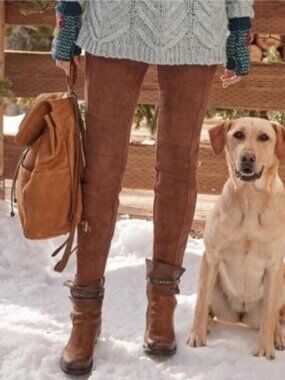 Sundance Faux Suede Stretch Legging Pants Womens 12 Pet Brown Western Moto